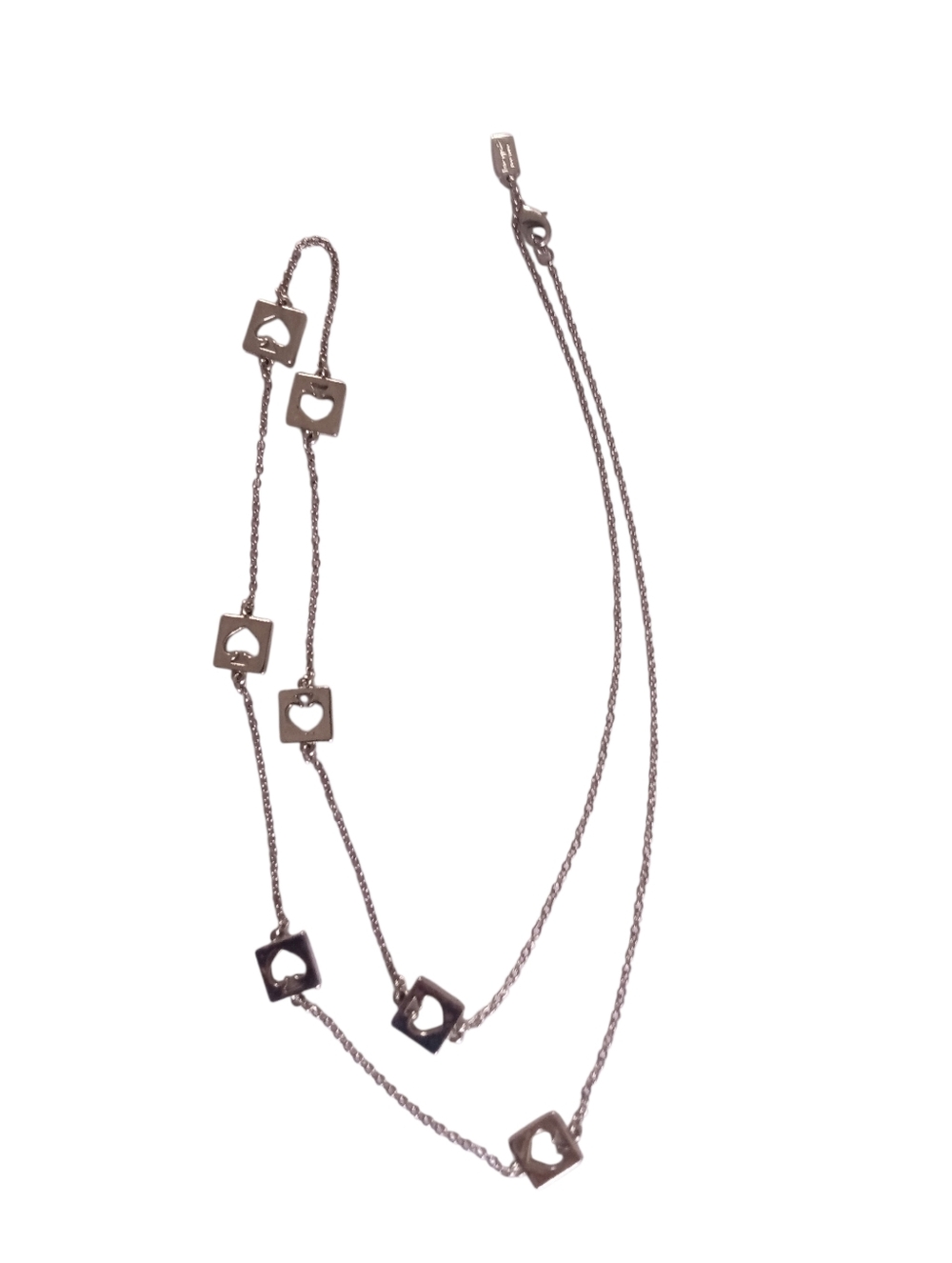 Kate Spade Silver Tone Hole Punch Station Necklace Cut Out Ace Of Spades